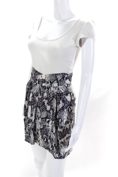 Isabel Marant Womens Back Zip Silk Snakeskin Print Skirt White Black Size FR 34