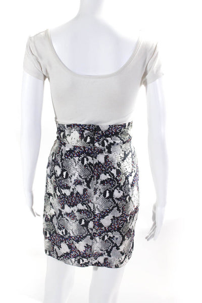 Isabel Marant Womens Back Zip Silk Snakeskin Print Skirt White Black Size FR 34