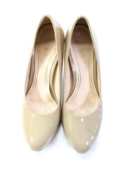 Cole Haan Women's Patent Leather High Heel Pumps Beige Size 8.5