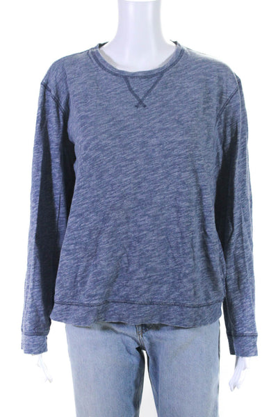 Vince Womens Cotton Crew Neck Long Sleeve Basic Tee T-Shirt Top Blue Size L