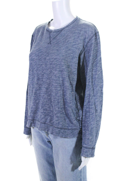 Vince Womens Cotton Crew Neck Long Sleeve Basic Tee T-Shirt Top Blue Size L