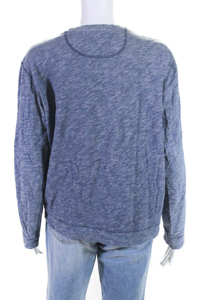 Vince Womens Cotton Crew Neck Long Sleeve Basic Tee T-Shirt Top Blue Size L