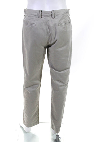 J Crew Mens Cotton Straight Leg Flat Front Chinos Trousers Khaki Size W32 L32