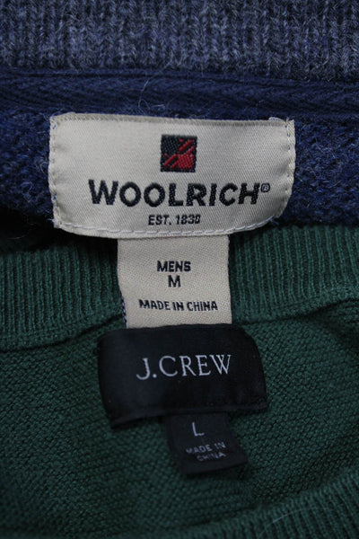 J Crew Woolrich Mens Cotton Wool Crew Neck Pullover Sweaters Green Size M L Lot2