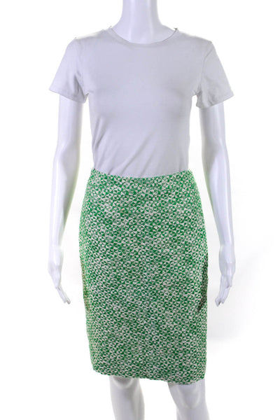 J Crew Womens Woven High-Waist No. 2 Pencil Knee Length Skirt Green Size 0