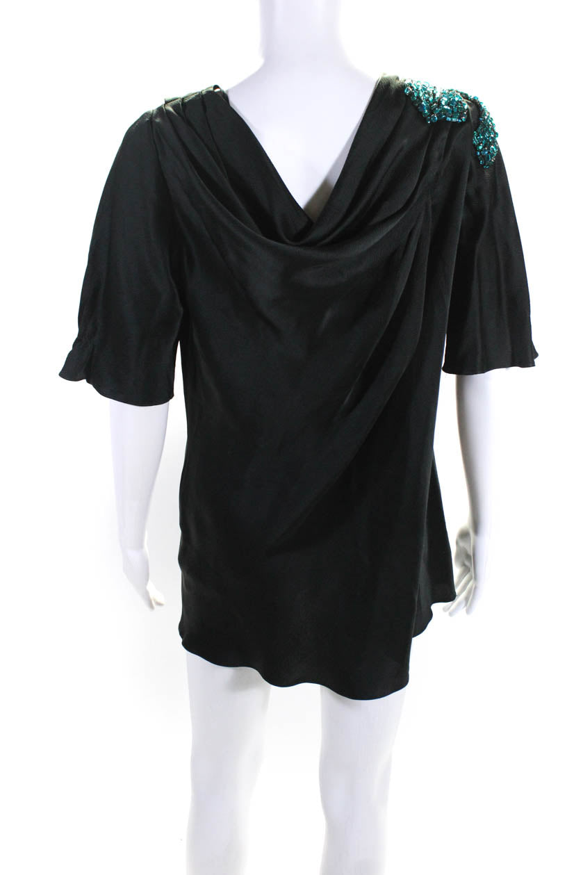 Vera Wang Womens Short Sleeve Crystal Hammered Silk Mini Dress Black S -  Shop Linda's Stuff