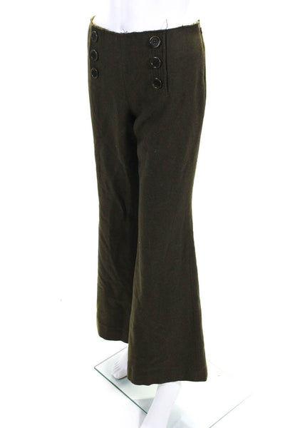 Tory By TRB Womens High Rise Double Breasted Pleated Pants Brown Wool Size 10