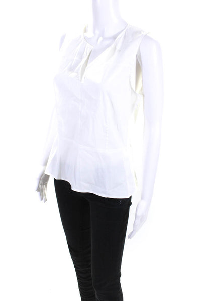 Theory Womens Side Zip Sleeveless V Neck Shirt Top White Cotton Size Large