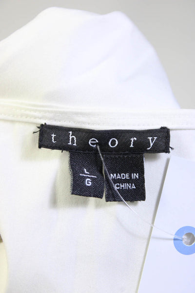 Theory Womens Side Zip Sleeveless V Neck Shirt Top White Cotton Size Large