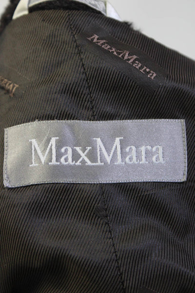 Max Mara Womens Button Front Collared Alpaca Coat Dark Brown Size 4
