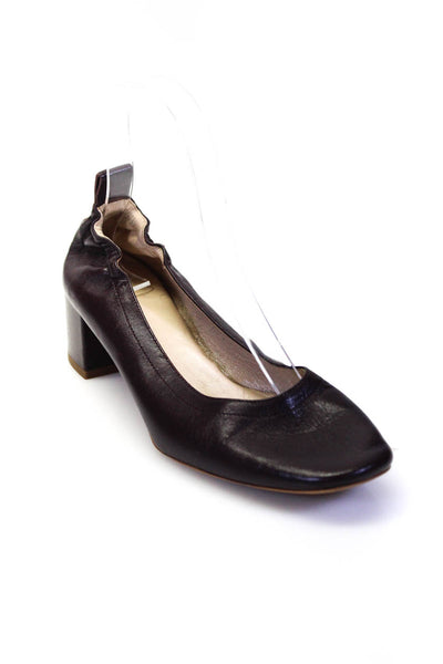 Everlane Womens Slip On Block Heel Round Toe Pumps Purple Leather Size 7