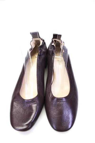 Everlane Womens Slip On Block Heel Round Toe Pumps Purple Leather Size 7