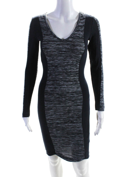 French Connection Womens Long Sleeve Knit Midi Sheath Dress Navy Blue Size 0