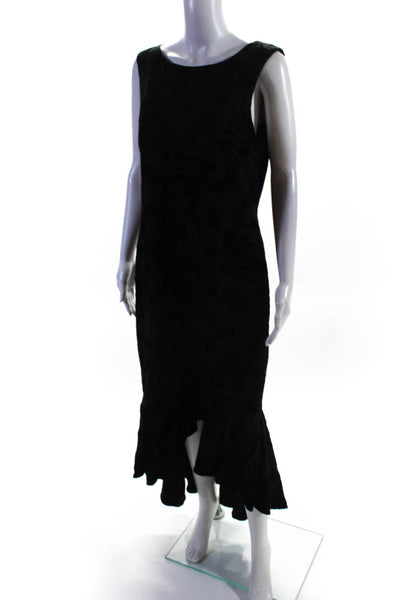 Aidan Mattox Womens Velvet Print Ponte Sleeveless Sheath Gown Black Size 14