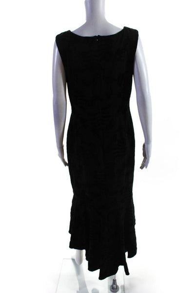 Aidan Mattox Womens Velvet Print Ponte Sleeveless Sheath Gown Black Size 14