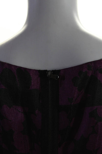 Julian Taylor Womens Floral Sleeveless Midi Fit & Flare Dress Black Purple Sz 10