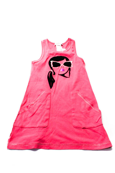 Rykiel Enfant Childrens Girls Rhinestone Velvet Print Tank Dress Pink Size 8