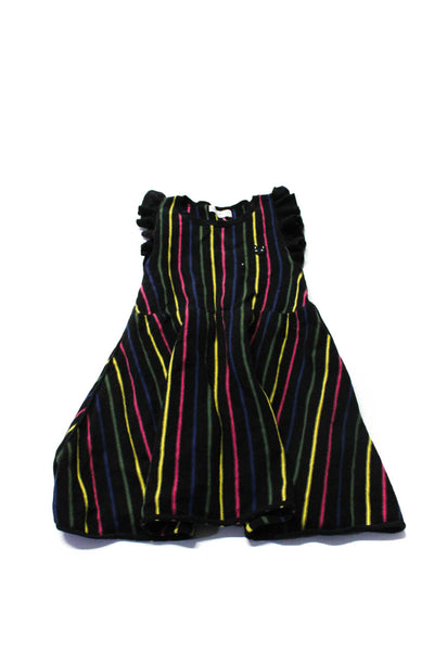 Sonia Rykiel Girls Stripe Knit Cat Patch A Line Dress Black Multi Size 6
