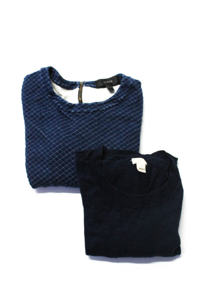 J Crew Womens Quilted Crew Neck Sweater Navy Blue Size Small Lot 2