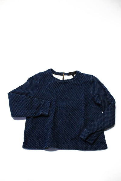 J Crew Womens Quilted Crew Neck Sweater Navy Blue Size Small Lot 2