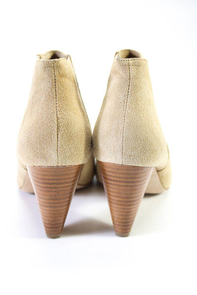 Joie Women's Suede Pointed Cone Heel Chelsea Booties Beige Size 7.5