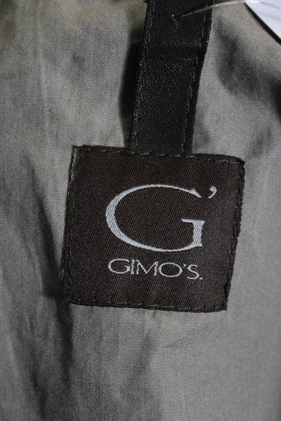 Gimos Womens Two Button Leather Blazer Jacket Dark Brown Size Large