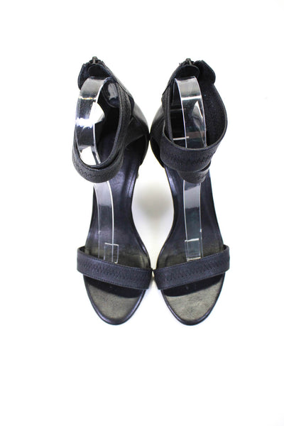 Joie Womens Leather Crossed Ankle Strap Zipper Stiletto High Heels Black Size 8