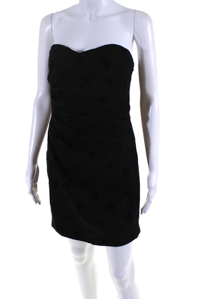 Celine Womens Velvet Heart Crepe Strapless Mini Sheath Dress Black Size 4