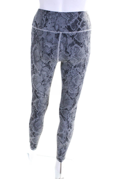 Alo Yoga Womens Mid-Rise Snakeskin Print Skinny Ankle Leggings Gray Size XS