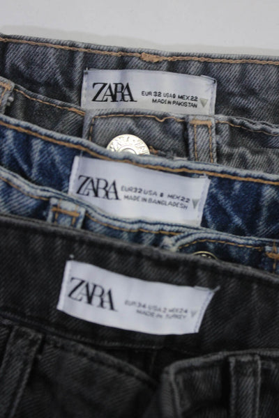 Zara Womens Cotton Denim Distressed Shorts Jeans Pants Gray Blue Size 0 2 Lot 3
