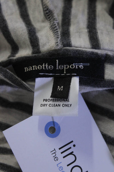 Nanette Lepore Women's Hood Long Sleeve Tunic Blouse Stripe Size M