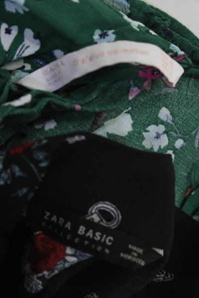Zara Women's V-Neck Bell Sleeves Ruffle Blouse Floral Size XS Lot 2