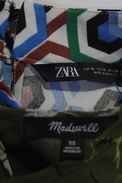 Zara Women's Round Neck Log Sleeves Multicolor Blouse Size XS Lot 2