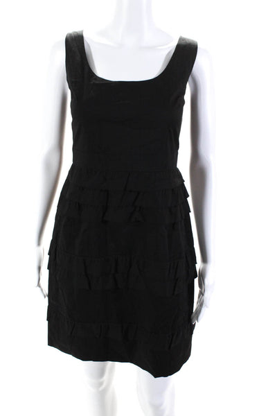 Tahari Women's Scoop Neck Sleeveless Ruffle Empire Waist Mini Dress Black Size 4
