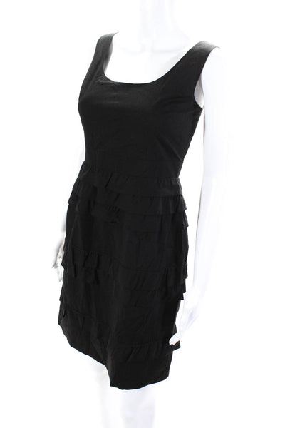 Tahari Women's Scoop Neck Sleeveless Ruffle Empire Waist Mini Dress Black Size 4