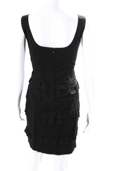 Tahari Women's Scoop Neck Sleeveless Ruffle Empire Waist Mini Dress Black Size 4