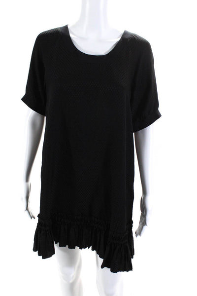 Michael Michael Kors Women's Short Sleeves Ruffle Tiered Mini Dress Black Size S