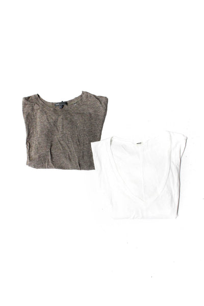 Monrow Vince Women's Cotton Short Sleeve V-Neck T-shirt White Size XS L, Lot 2