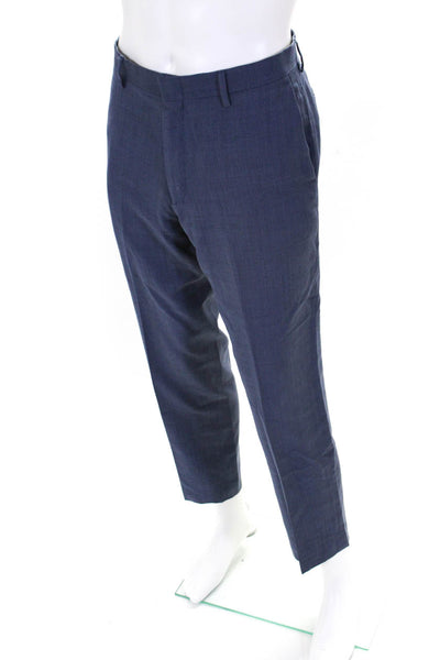 J Crew Men's Wool Flat Front Straight Leg Dress Pants Blue Size 33