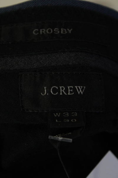 J Crew Men's Wool Flat Front Straight Leg Dress Pants Blue Size 33