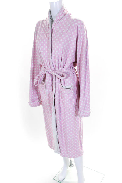 Wrap Up Women's Polka Dor Print Long Sleeve Robe Pink Size S