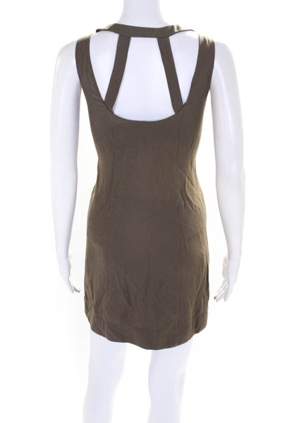 BCBGMAXAZRIA Womens Sleeveless Scoop Neck Caged Back Mini Dress Brown Size 2XS