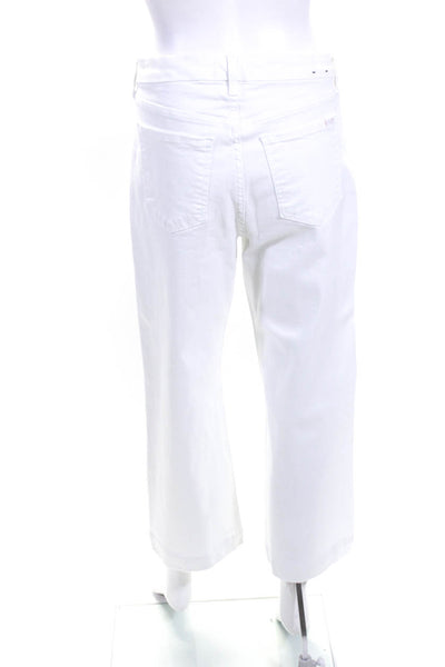 Jen7 Womens Zipper Fly High Rise Chropped Wide Leg Jeans White Denim Size 6
