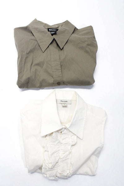 Faconnable DKNY Womens Cotton Buttoned Collared Tops Beige Size 8 S Lot 2