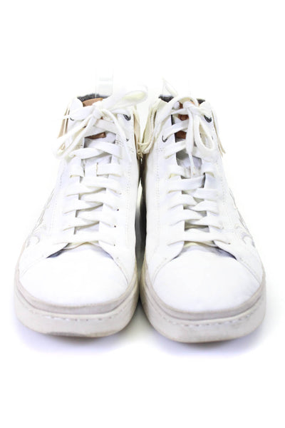 UGG Australia Mens Leather Fringe Palm Print High Top Sneakers White Size 9.5