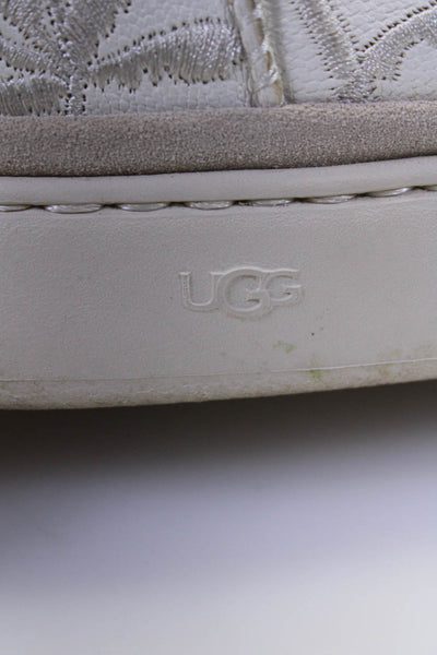UGG Australia Mens Leather Fringe Palm Print High Top Sneakers White Size 9.5