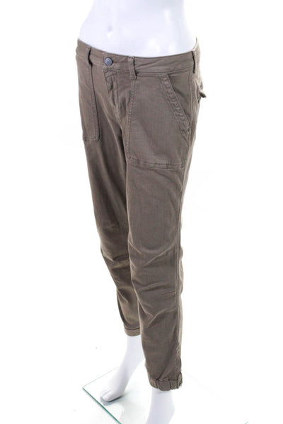 Mavi Womens Cotton Ruched Tapered Buttoned Cargo Pants Brown Size EUR29