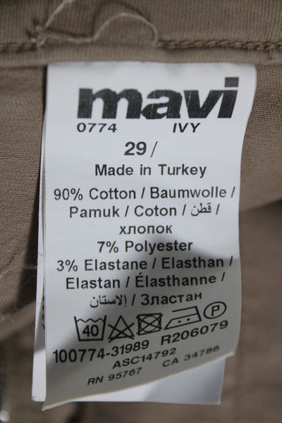 Mavi Womens Cotton Ruched Tapered Buttoned Cargo Pants Brown Size EUR29
