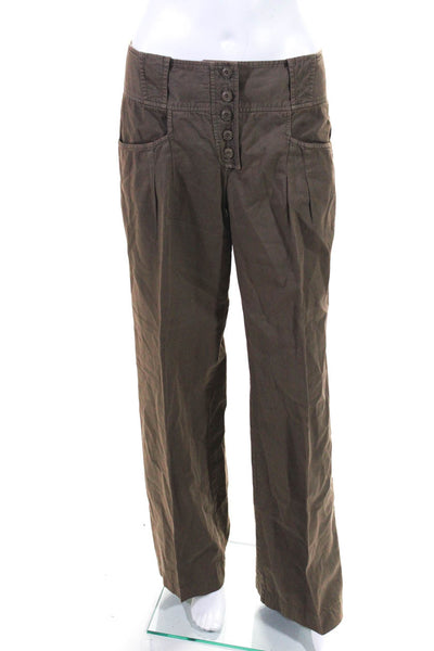 Twelfth Street by Cynthia Vincent Womens Cotton Buttoned Pants Brown Size 6