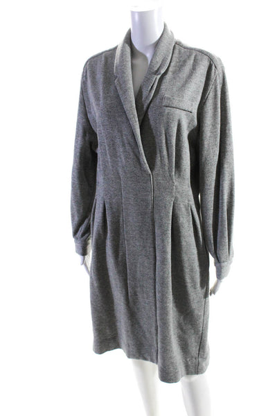 Norma Kamali  Womens Cotton Collared Long Sleeve Pocket A-Line Dress Gray Size M
